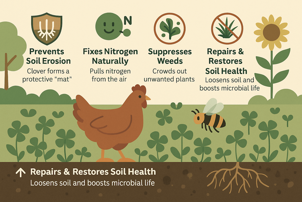 Why Chickens, Bees & Your Backyard Need Clover — and How It Restores Soil Health