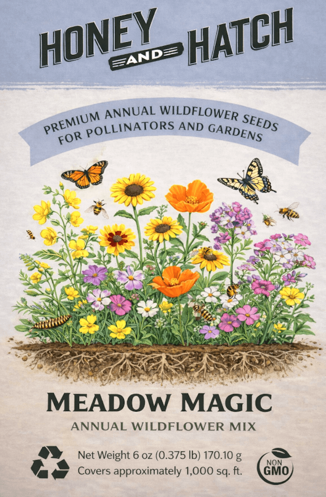 Honey & Hatch Meadow Magic annual wildflower seed mix packet
