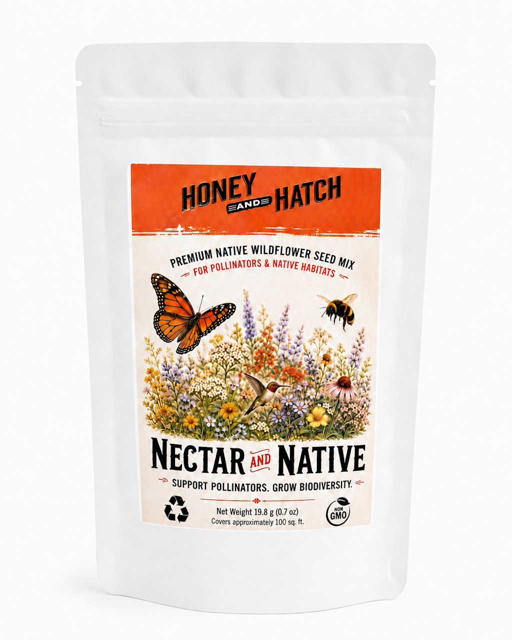 Pollinator Wildflower Seed Mix SAMPLER, Cover 100 sq ft | Nectar and Native