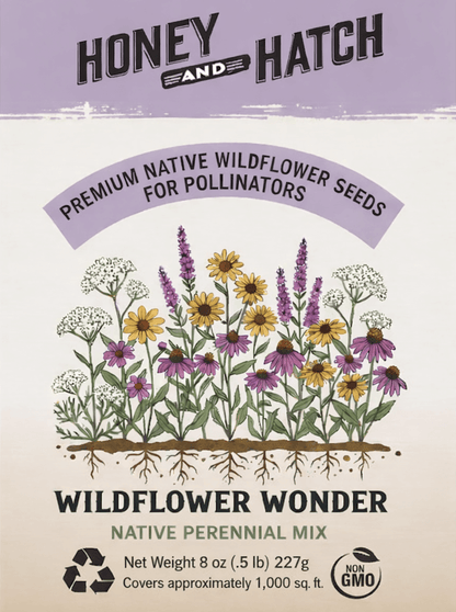 WILDFLOWER WONDER Native Perennial Pollinator Premium Wildflower Seed Mix - 8 oz seed pack