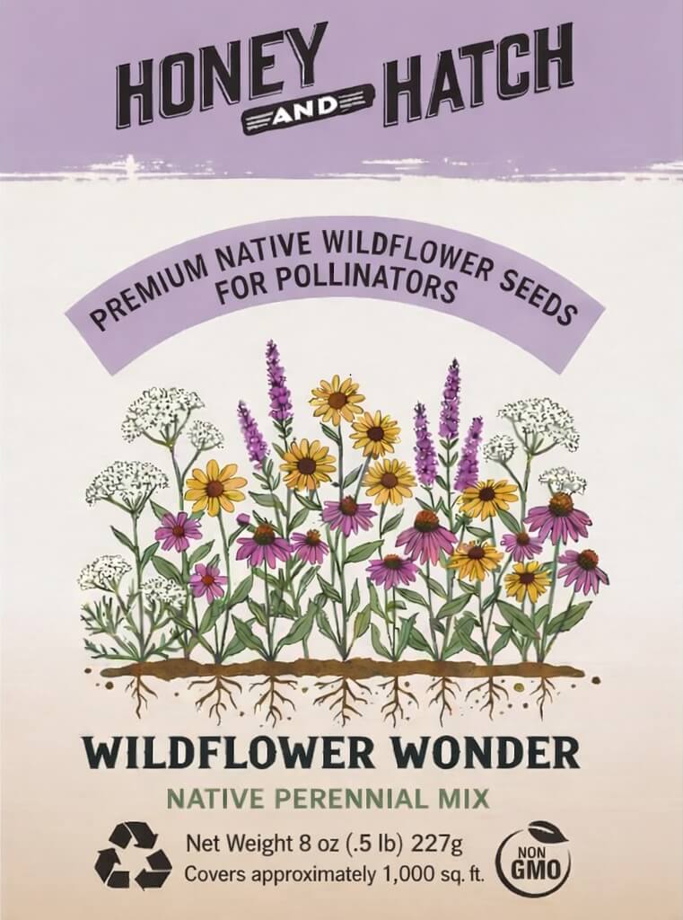 WILDFLOWER WONDER Native Perennial Pollinator Premium Wildflower Seed Mix - 8 oz seed pack