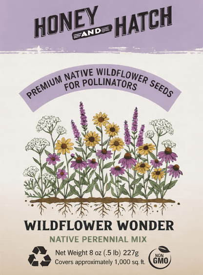 WILDFLOWER WONDER Native Perennial Pollinator Premium Wildflower Seed Mix - 8 oz seed pack