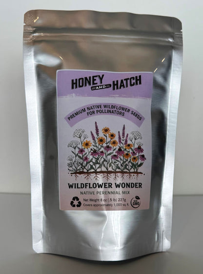 WILDFLOWER WONDER Native Perennial Pollinator Premium Wildflower Seed Mix - 8 oz seed pack