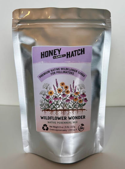 WILDFLOWER WONDER Native Perennial Pollinator Premium Wildflower Seed Mix - 8 oz seed pack