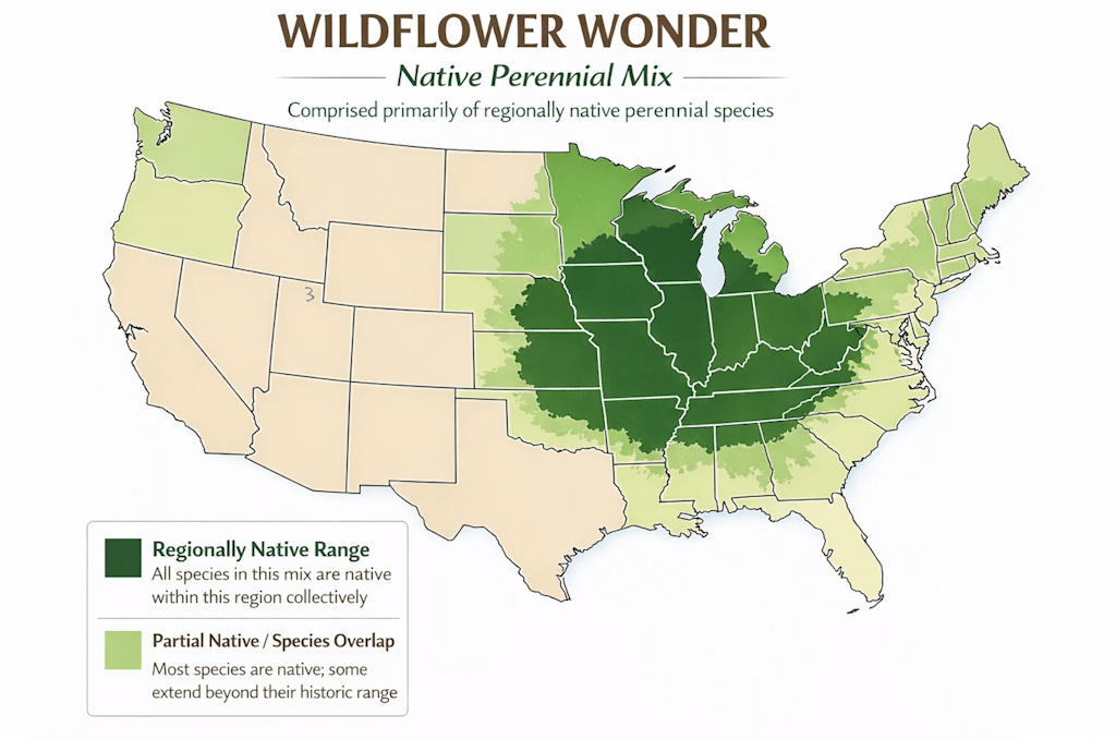 WILDFLOWER WONDER Native Perennial Pollinator Premium Wildflower Seed Mix - 8 oz seed pack